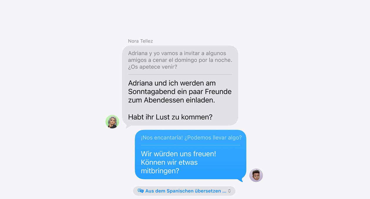 Live Übersetzung in Nachrichten mit einem Beispiel für eine automatische Übersetzung zwischen Spanisch und Englisch