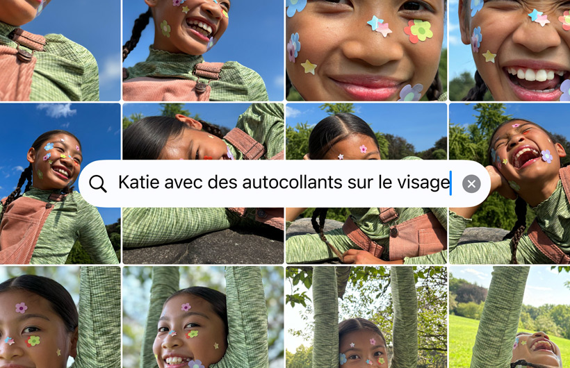 Une grille de photos générée par la recherche « Katie avec des autocollants sur le visage »