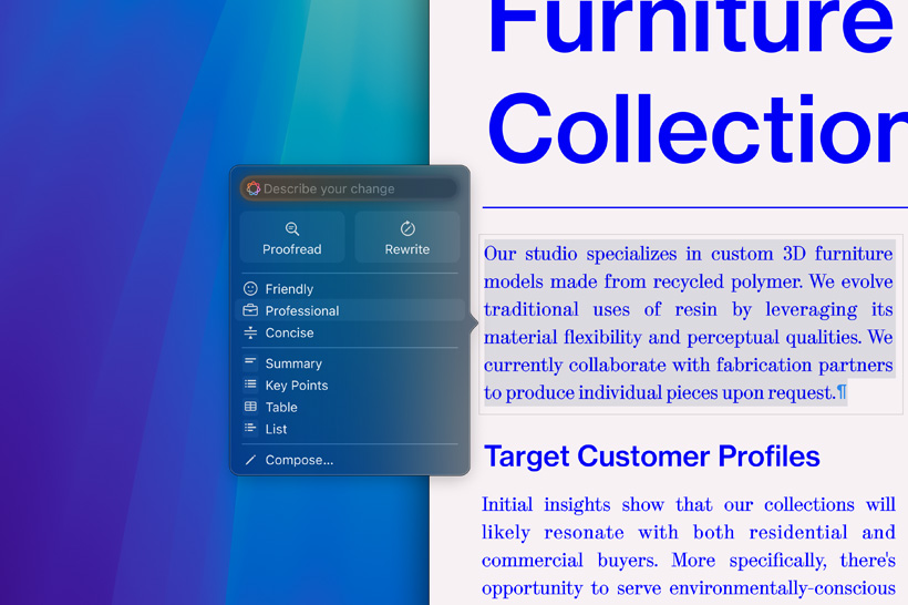 Apple Intelligence 書寫工具正在精簡撮要論文