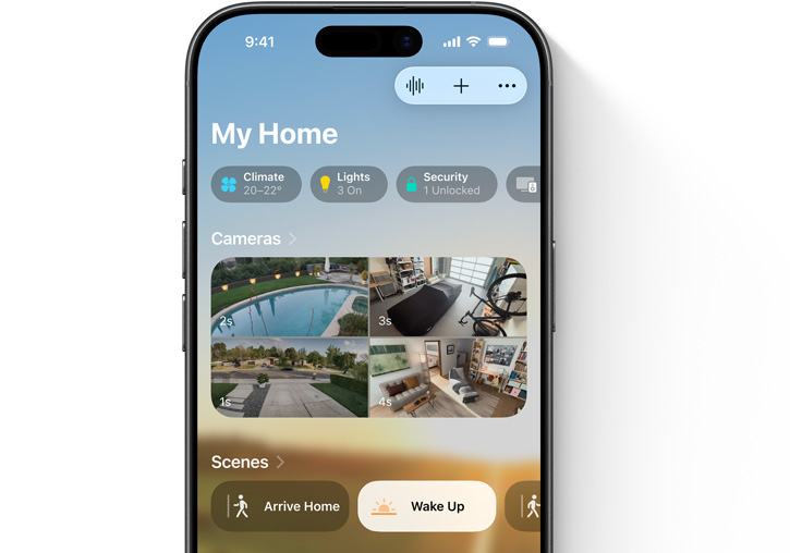 An iPhone showing the Home app’s My Home UI
