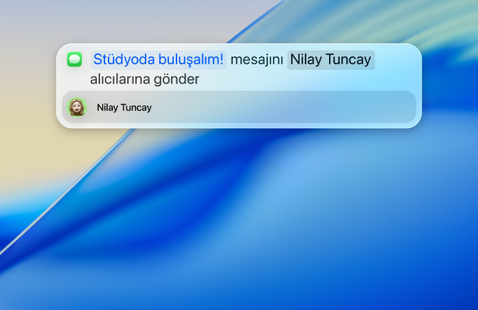 Mesaj göndermek için Spotlight’ı kullanma örnekleri