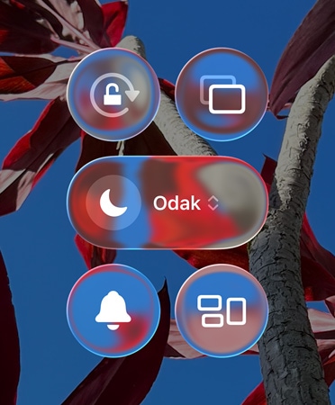 Dikey pozisyon, ekran yansıtma, Odak gibi işlevler için yarı saydam denetimler