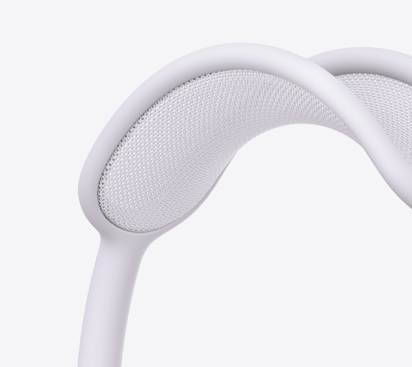 AirPods Max 2 headphones, purple color, detail of mesh canopy