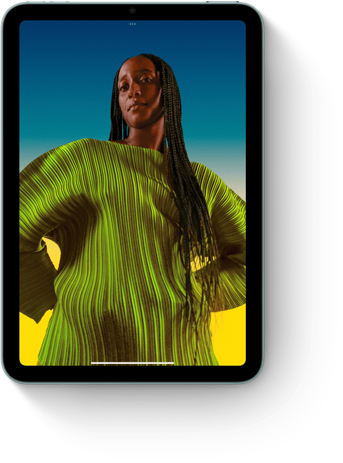 Vertikāli novietots iPad mini ar Photos aplikāciju.