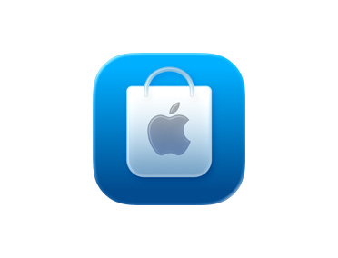 Apple Store-app, symbool van winkeltasje, blauw
