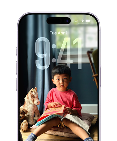 iPhone-Toegangsscherm waarop de tijdsweergave zich aanpast aan de foto