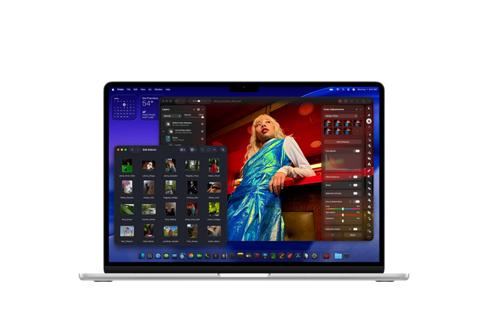 Pantalla de Pixelmator que muestra el almacenamiento y la memoria del MacBook Air